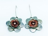 עגילי פרח חום-ורוד (קומתיים קטן)