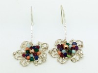 עגילי פרח תחרה צבעוני